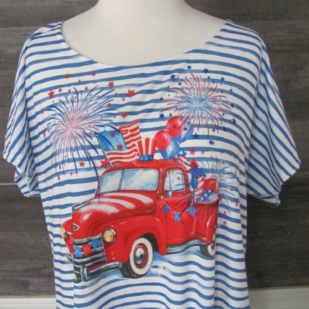 ENERGE WORLD WEAR LADIES SHORT SLEEVE 4TH OF JULY SHIRT - Picture 4 of 13